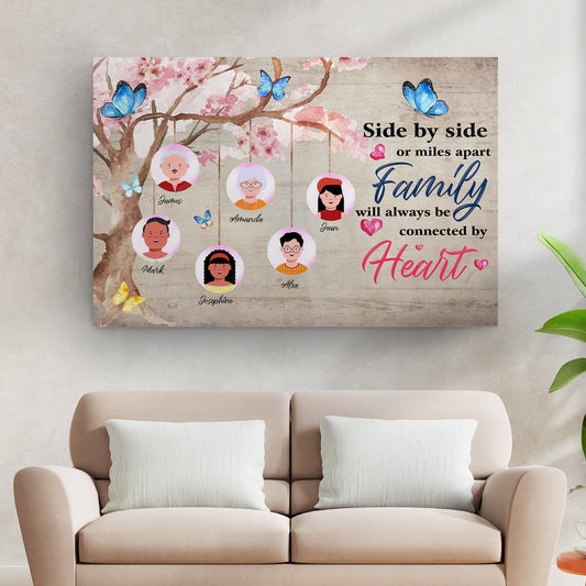 Family Will Always Be Connected By Heart Canvas Sign II