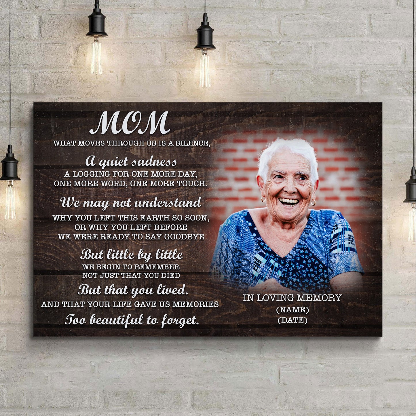 Mom You're Too Beautiful To Forget Mother's Day Canvas Sign