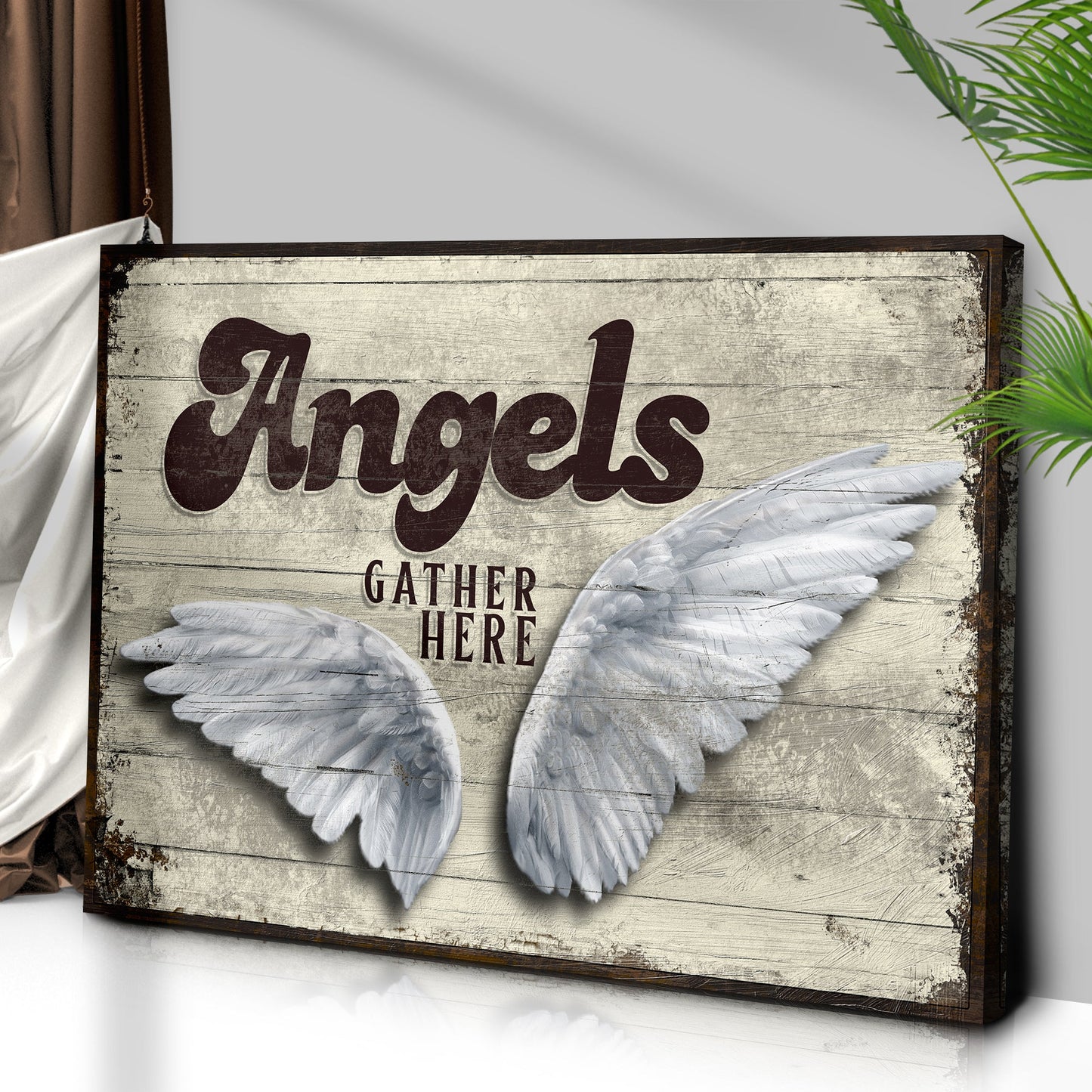 Angels Gather Here Canvas Sign
