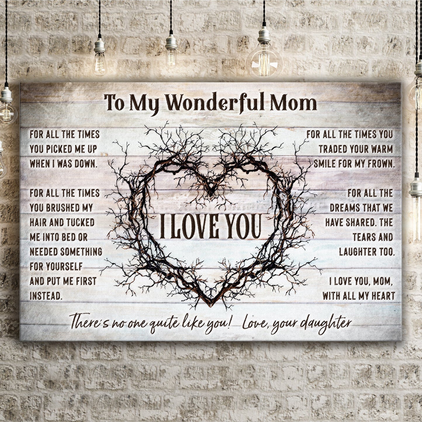 To My Wonderful Mom Mother's Day Canvas Sign