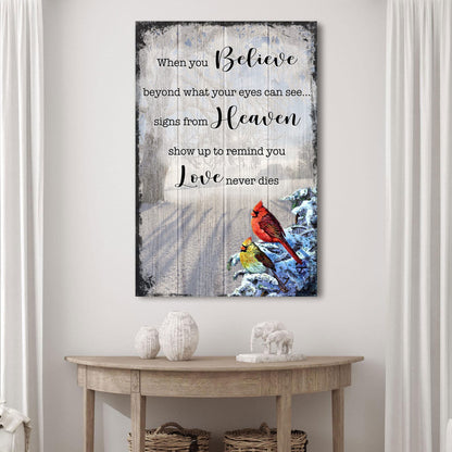 Cardinal Memorial canvas shown in a styled room setting, view 3
