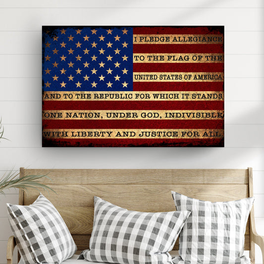 I Pledge Allegiance To The Flag patriotic word-art canvas sign