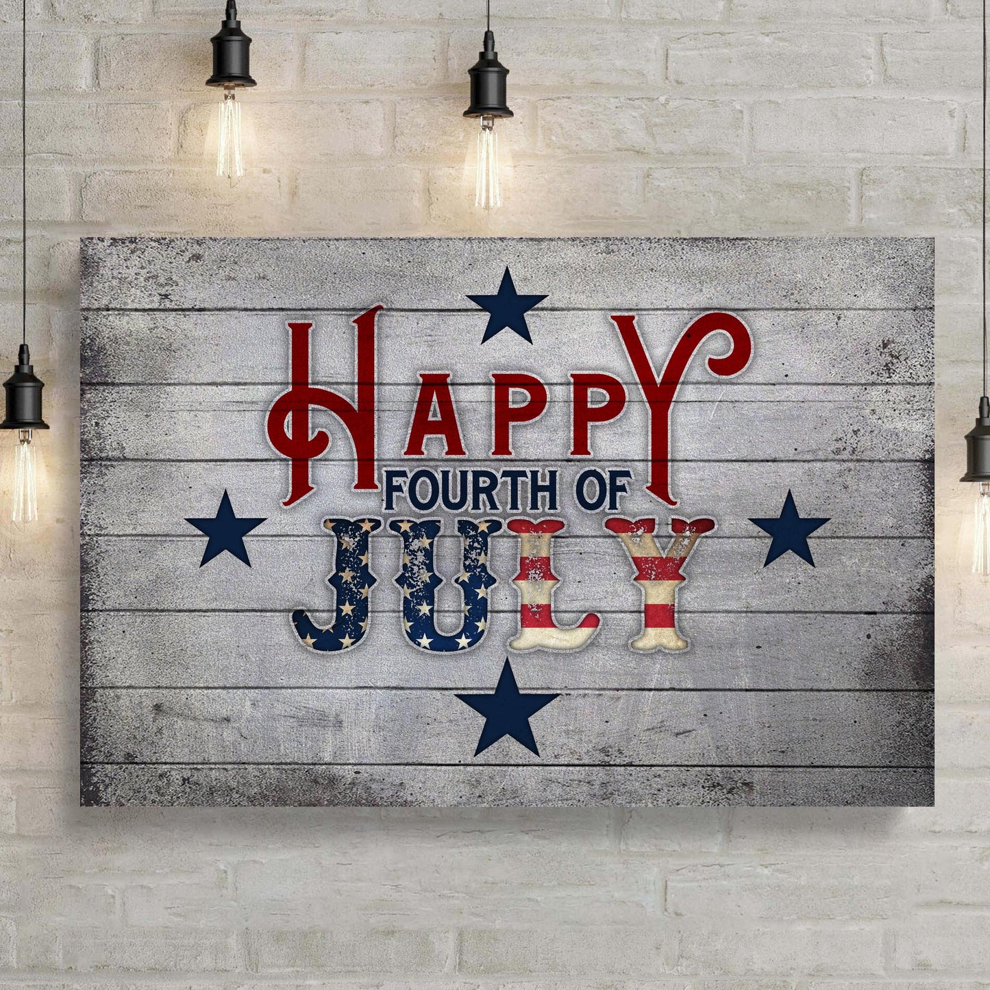 Happy Fourth Of July Patriotic Canvas Sign
