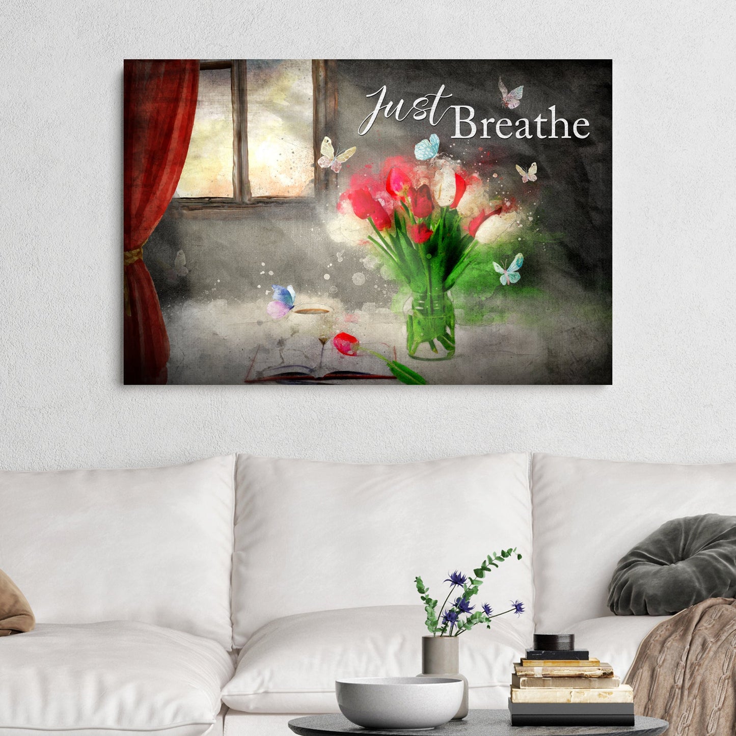 Just Breathe Motivational Canvas Sign VI