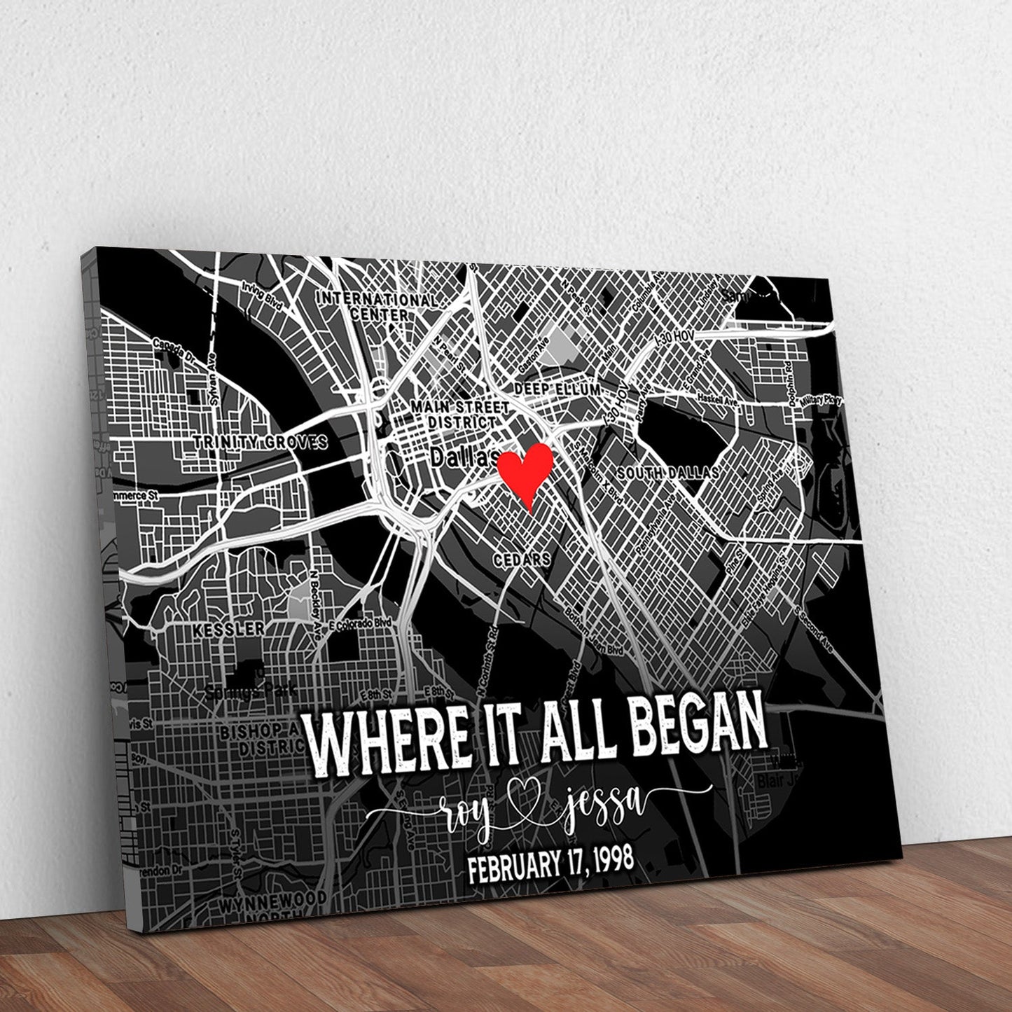 Couple Street Map Canvas Sign