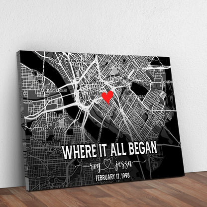 Couple Street Map Canvas Sign
