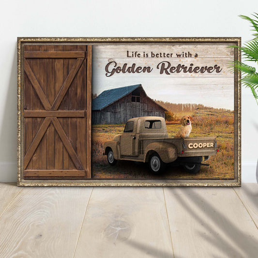 Life Is Better With A Golden Retriever Canvas Sign II