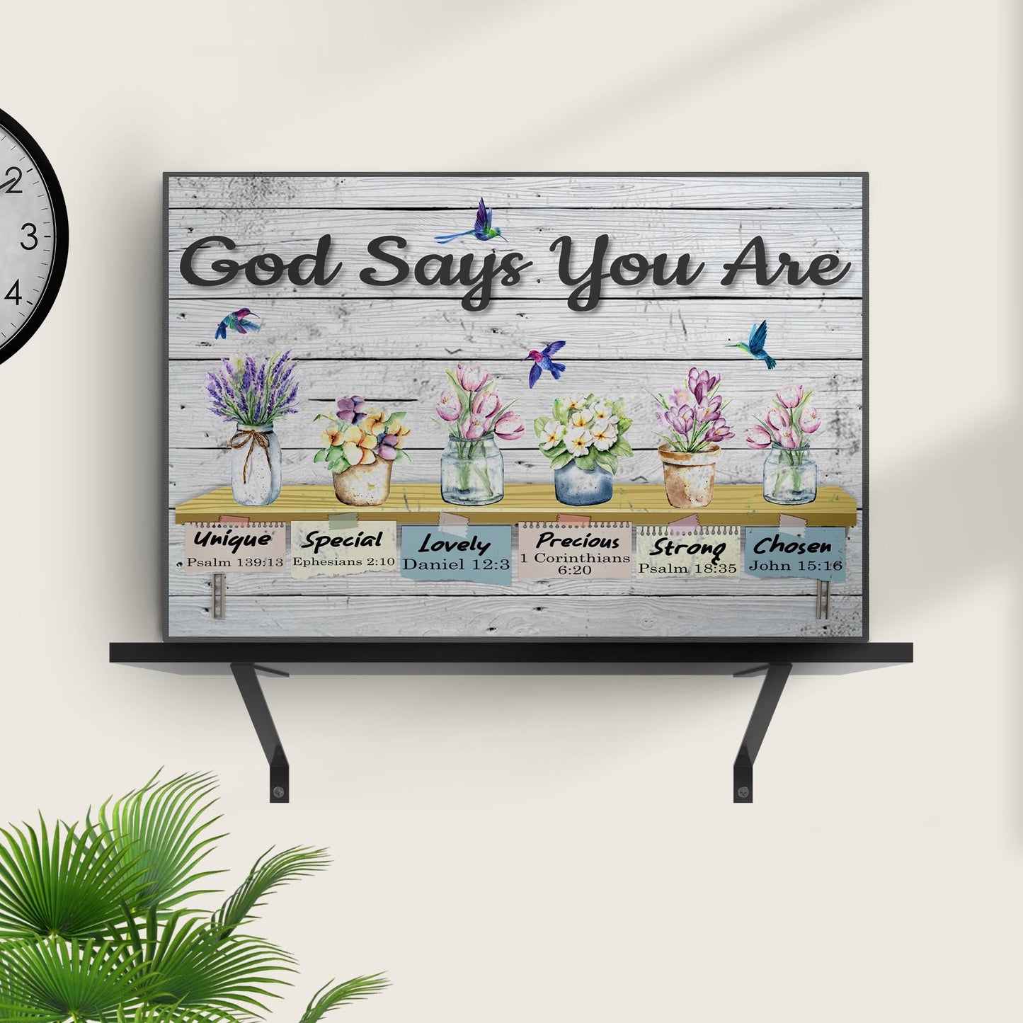 God Says You Are scripture affirmation rustic word-art canvas sign, ready to hang