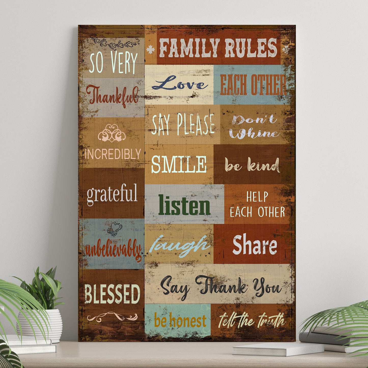 Family Rules personalized canvas sign