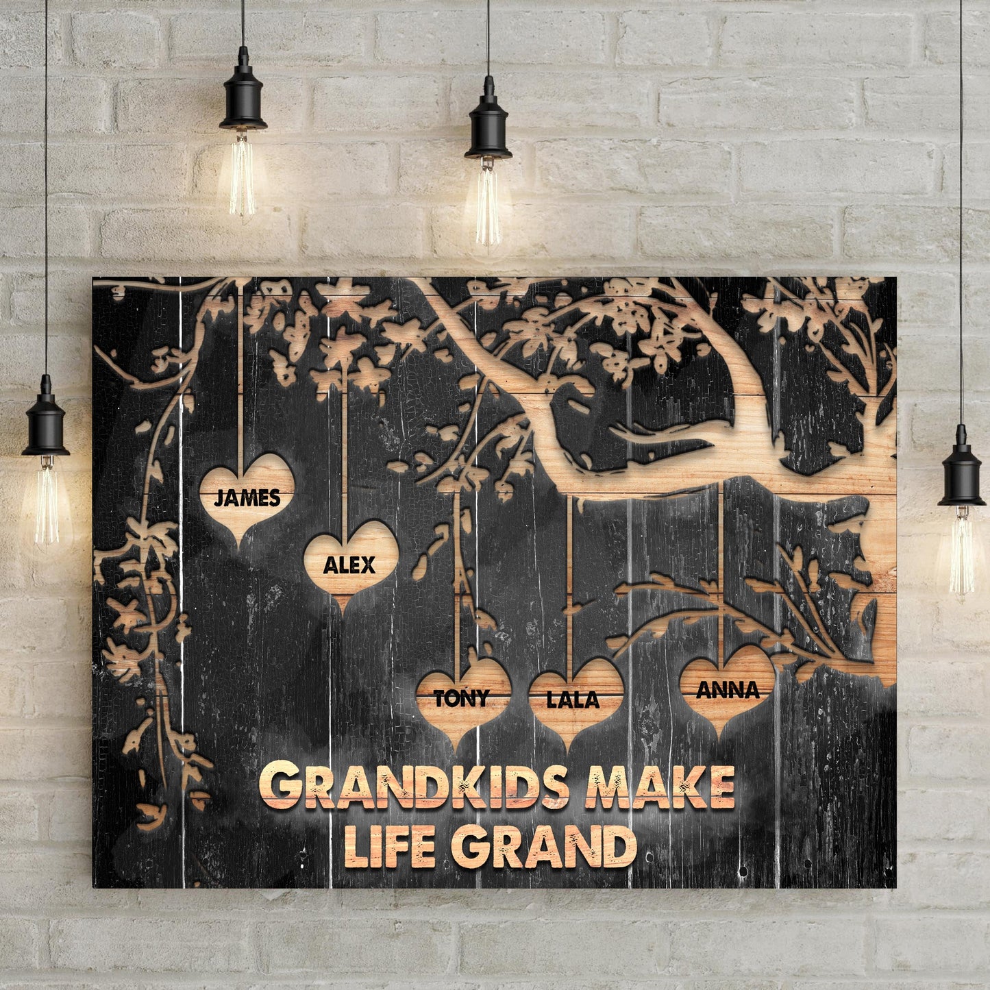 Grandkids Make Life Grand Family Canvas Sign II