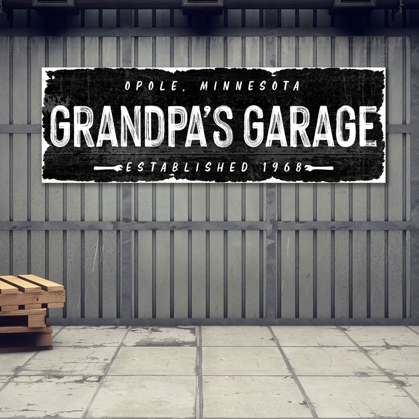 Grandpa's Garage Personalized Canvas Sign II