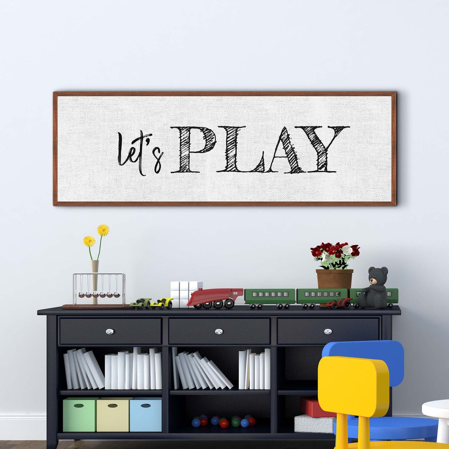 Let's Play Game Room Canvas Sign