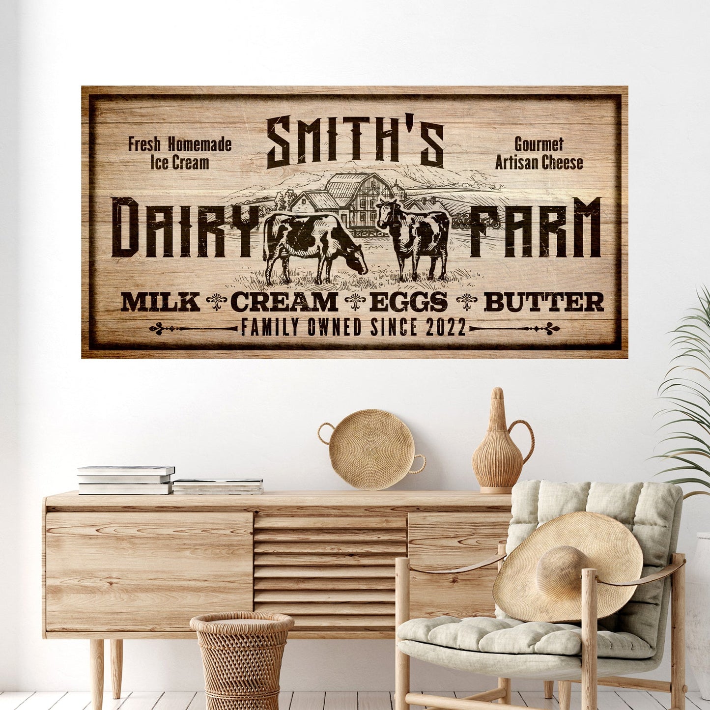 Dairy Farm Personalized Canvas Sign II
