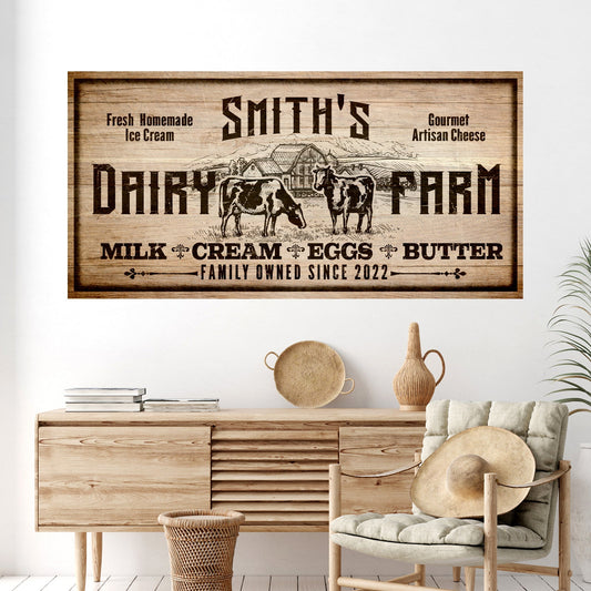 Dairy Farm Personalized Canvas Sign II