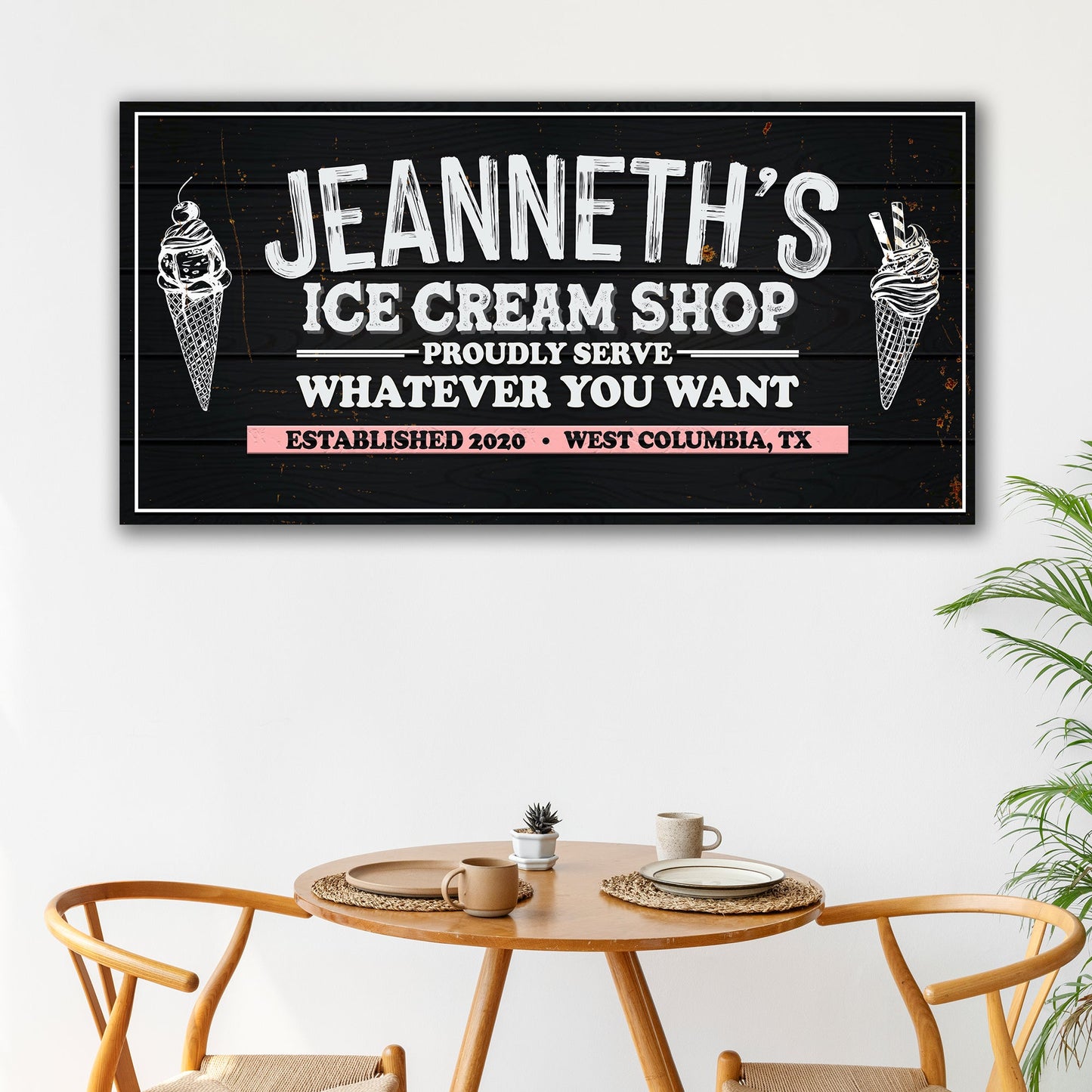 Personalized Ice Cream Shop Canvas Sign