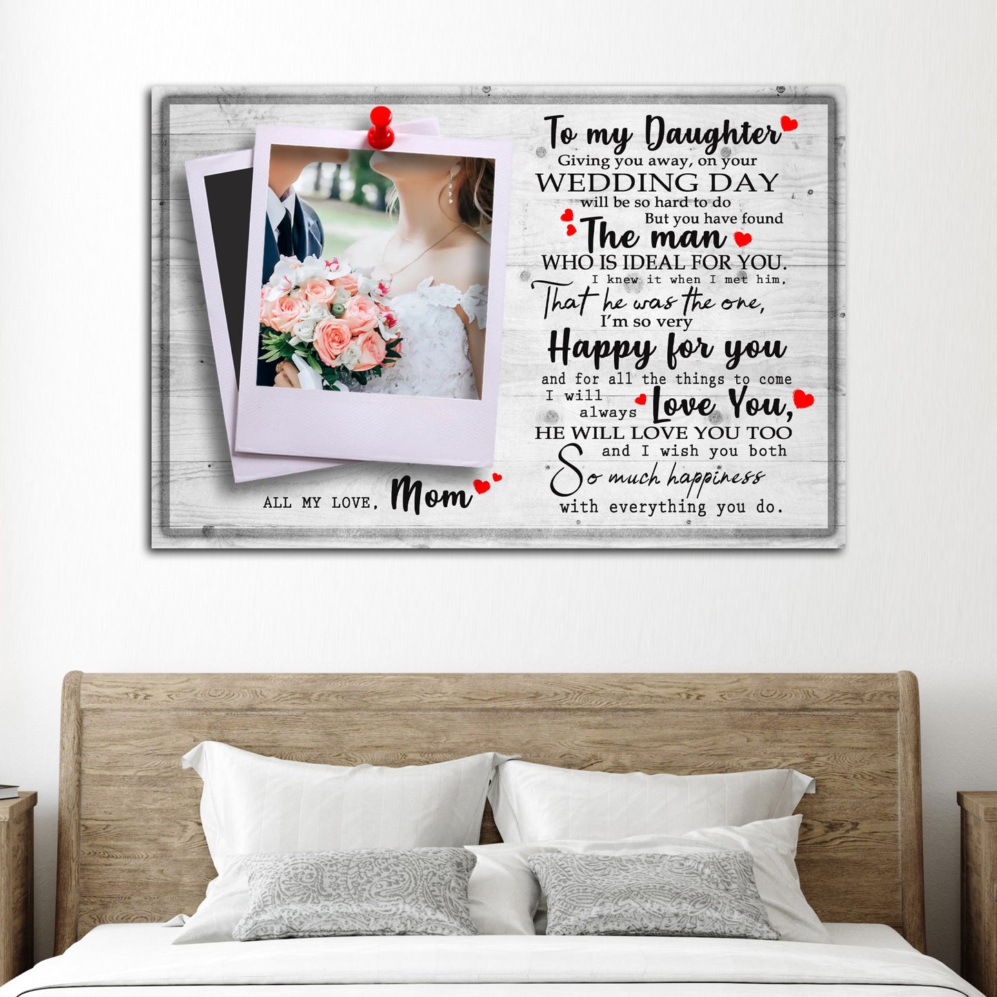 To My Daughter Marriage Message Wedding Canvas Sign