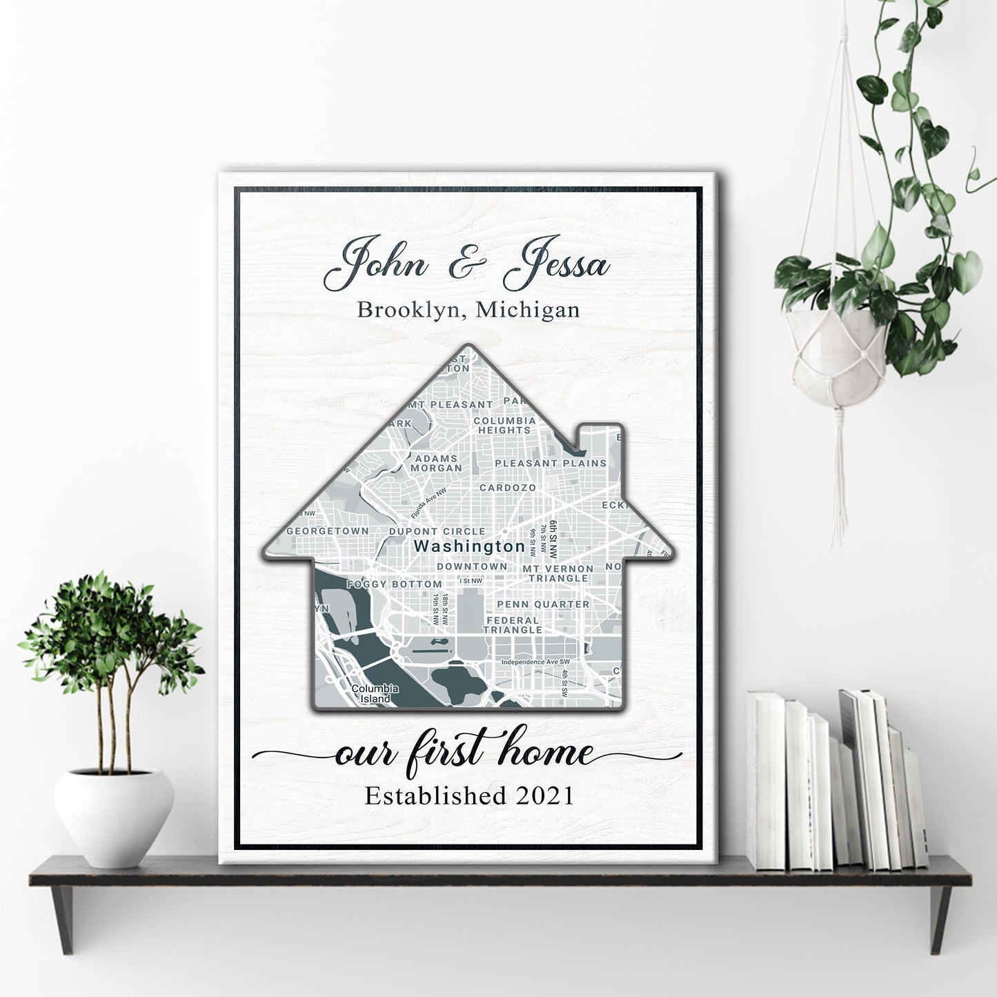 Personalized Home Map Canvas Sign