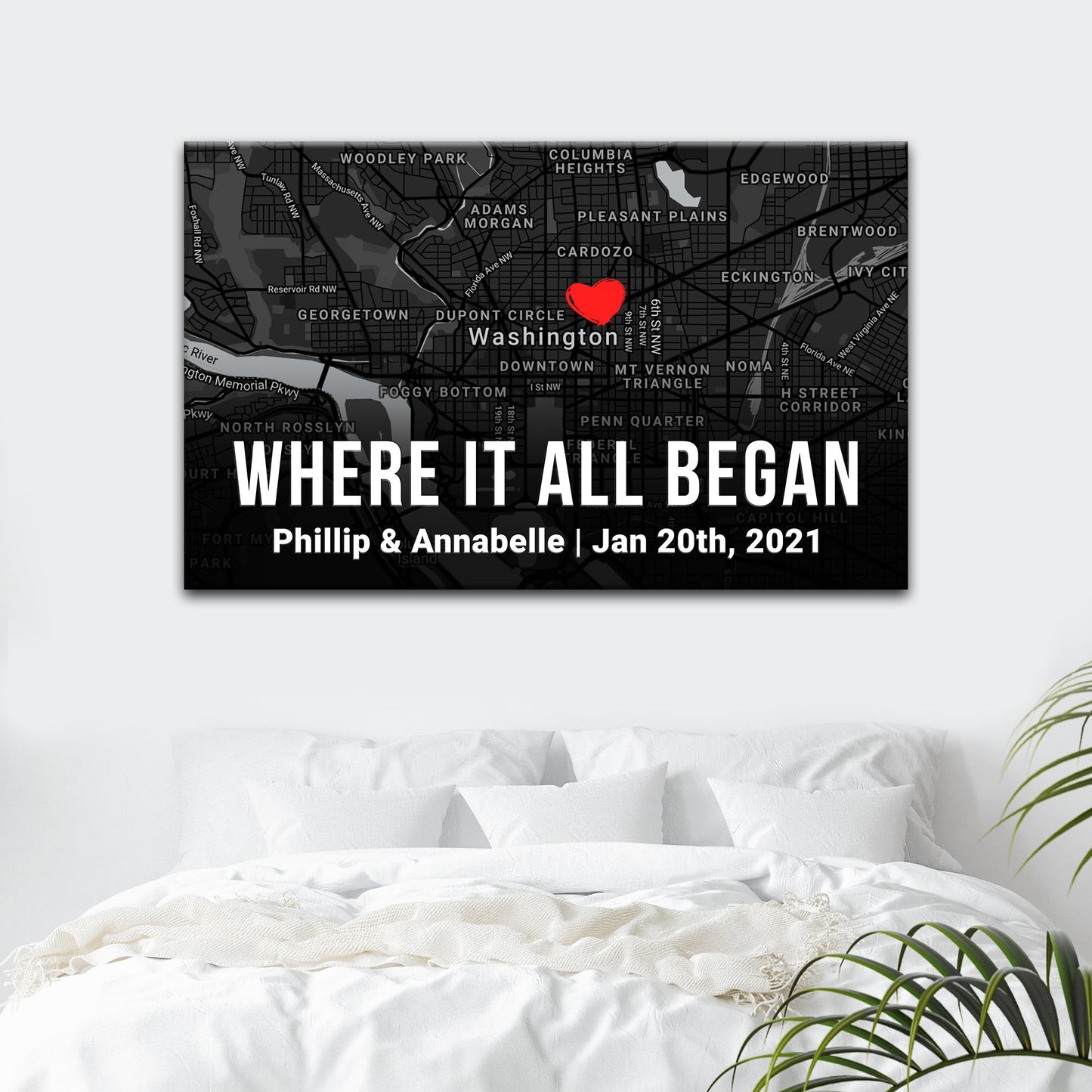 Couple Street Map Canvas Sign II