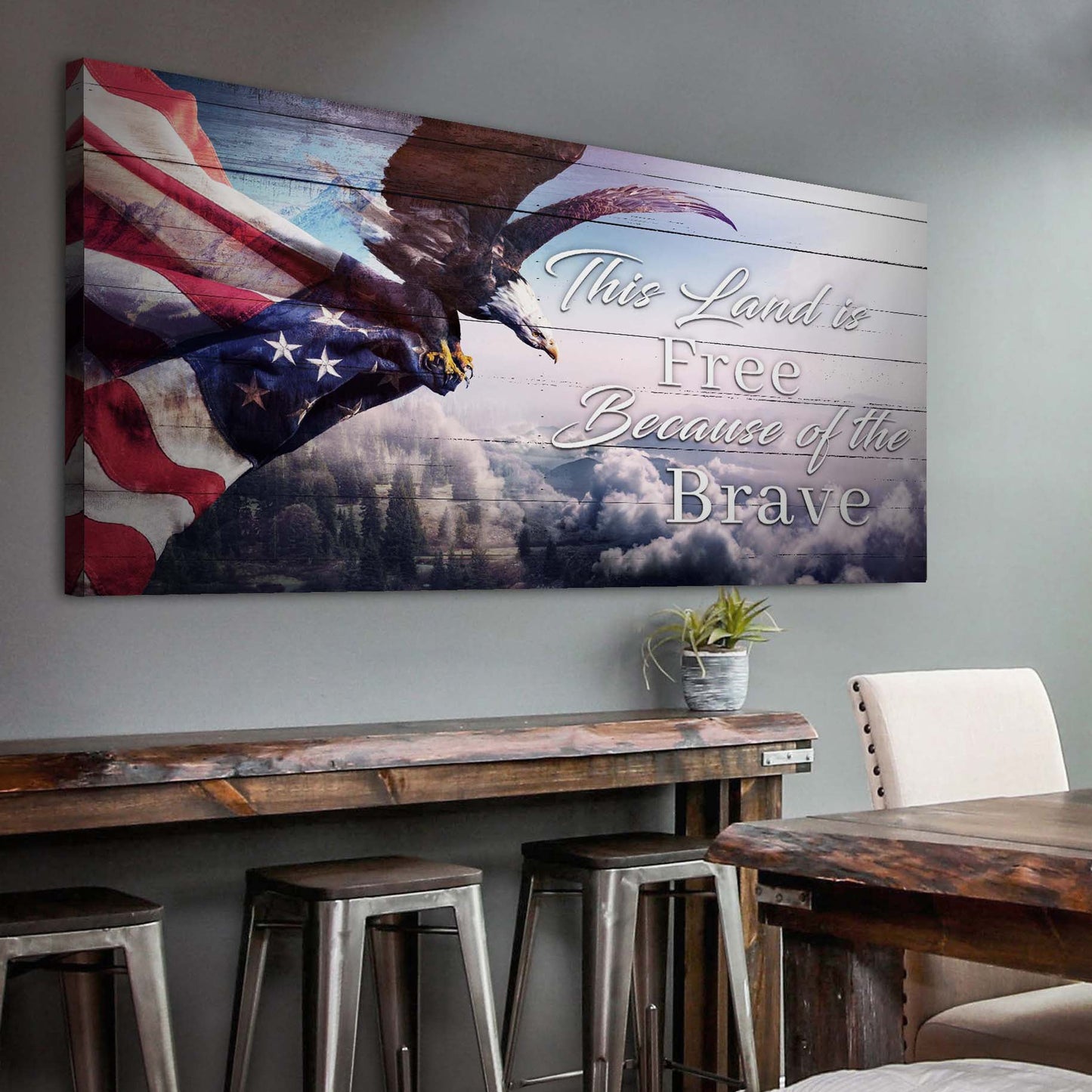 God Bless America Patriotic Canvas Sign