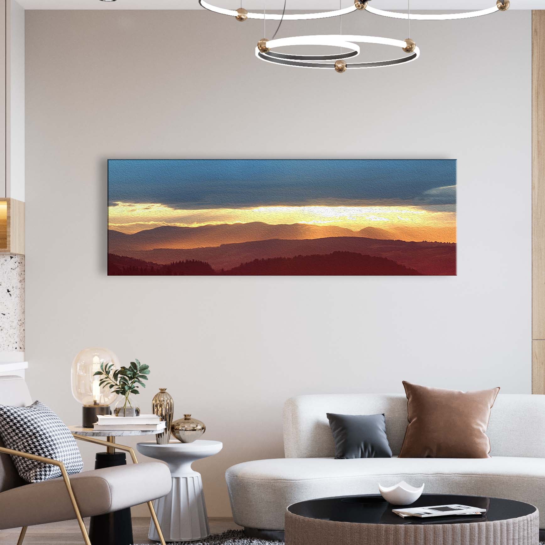 Dear Mountains vertical canvas wall art with mountain scene and lettering