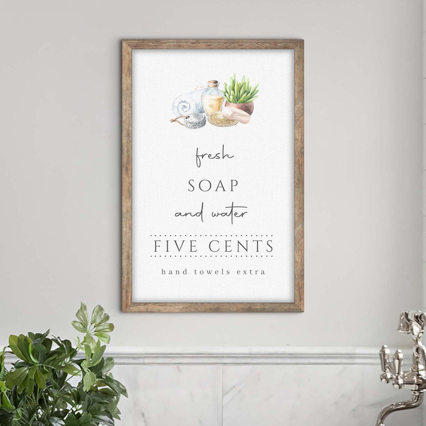 Fresh Soap And Water Bathroom Canvas Sign III