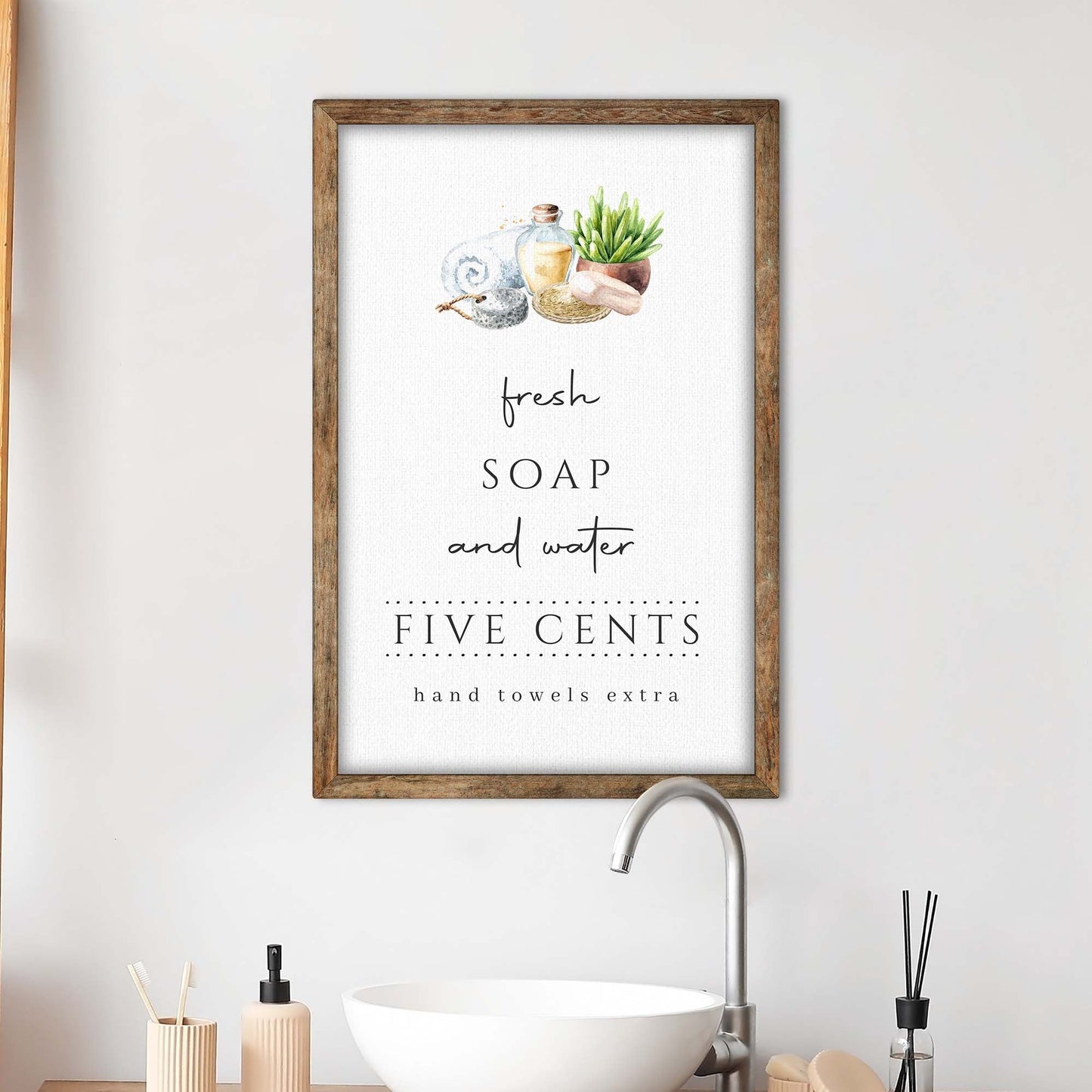 Fresh Soap And Water Bathroom Canvas Sign III