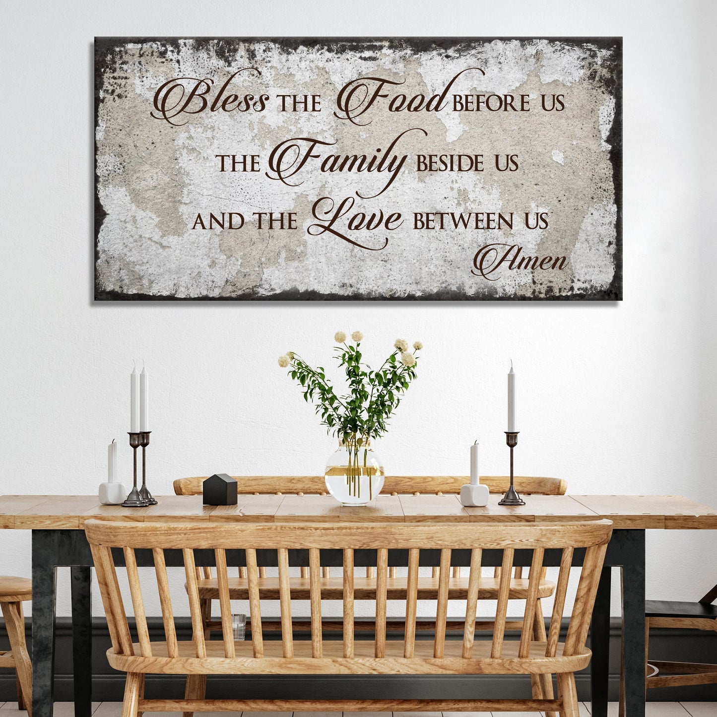 Bless Our Food Family And Love Canvas Wall Art