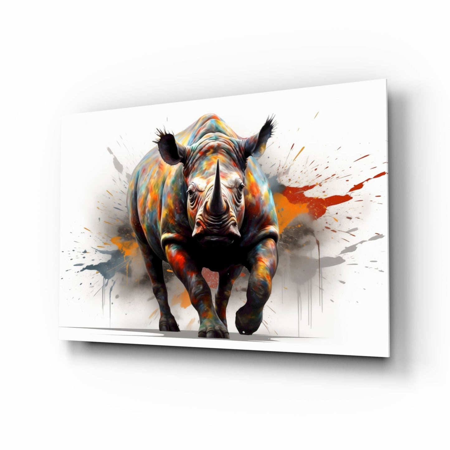 Rhino Power of Colors Glass Wall Art