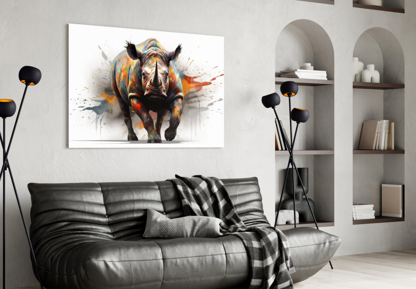 Rhino Power of Colors Glass Wall Art