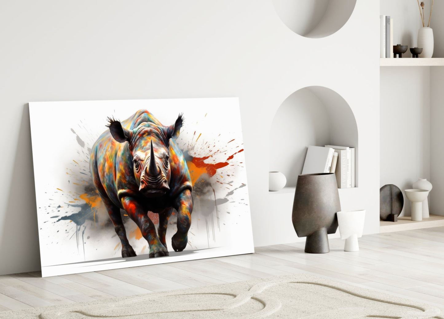 Rhino Power of Colors Glass Wall Art