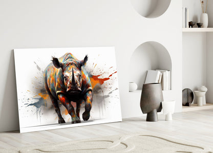 Rhino Power of Colors Glass Wall Art