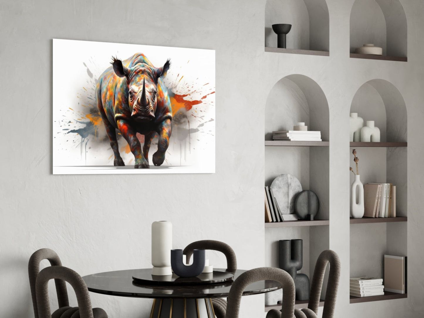 Rhino Power of Colors Glass Wall Art