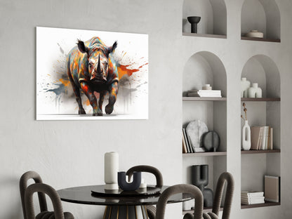 Rhino Power of Colors Glass Wall Art