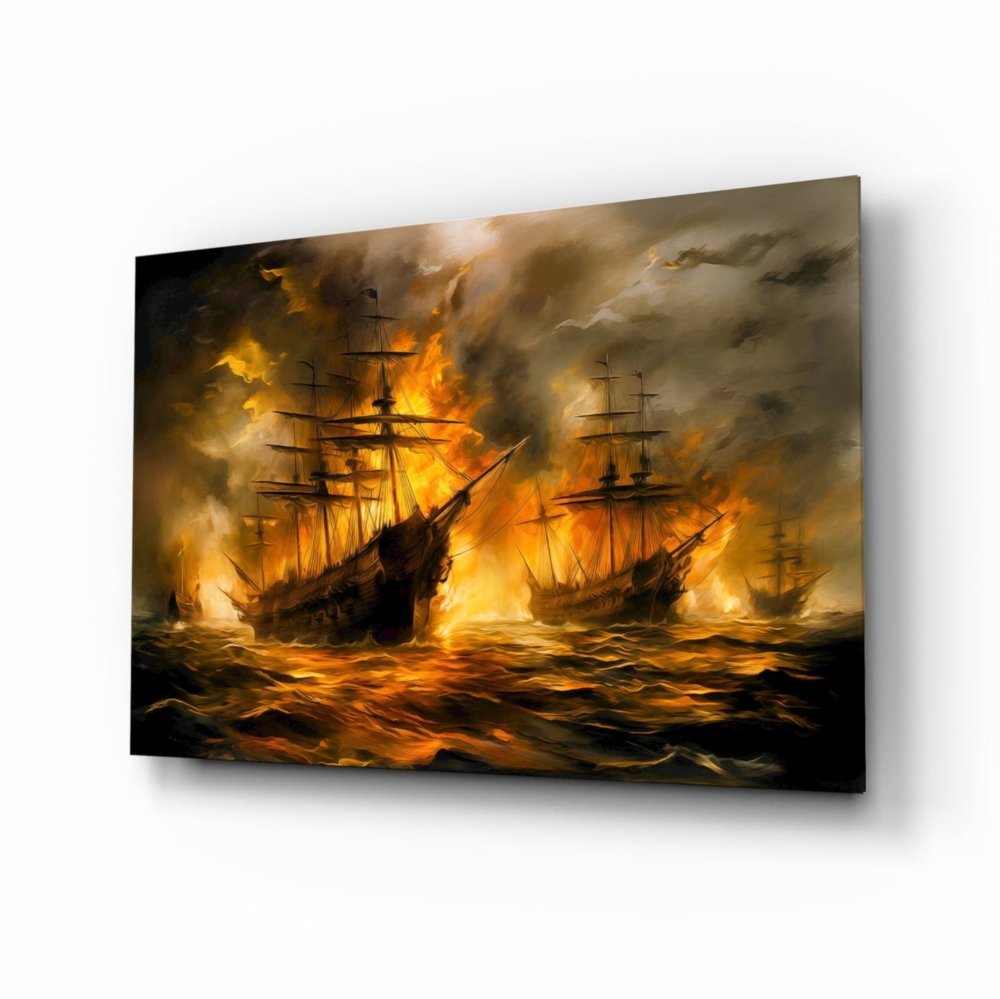 Navy in Flames Glass Wall Art