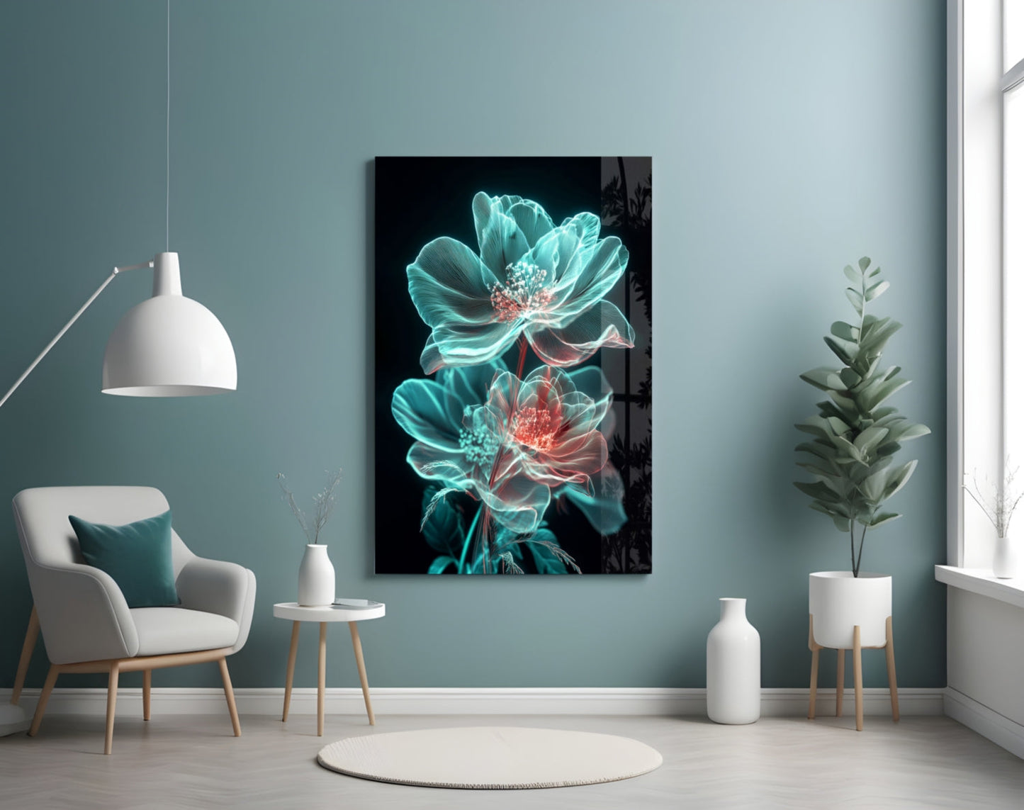 Flowers Blooming in the Light Glass Wall Art