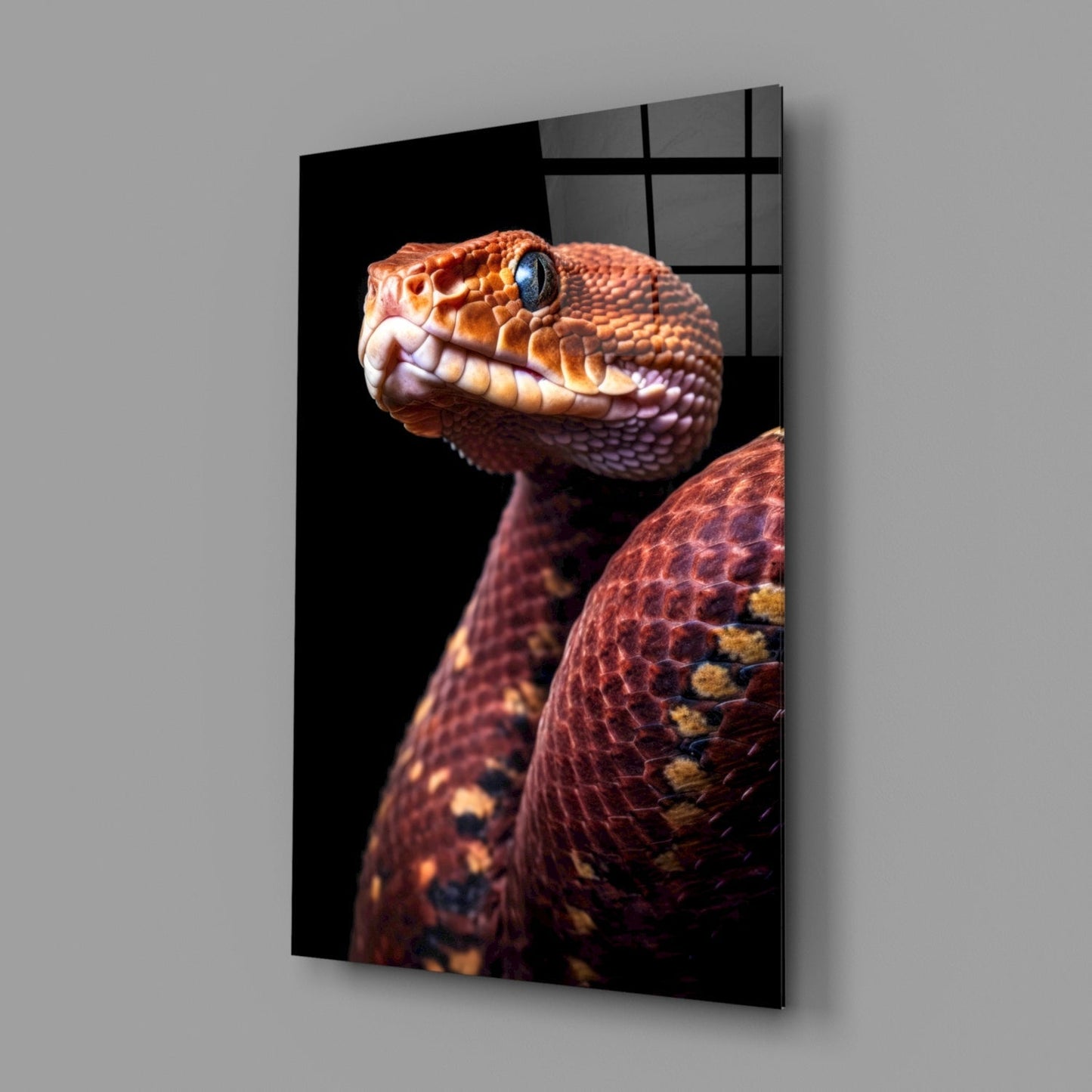 Red Stare Viper Glass Wall Art