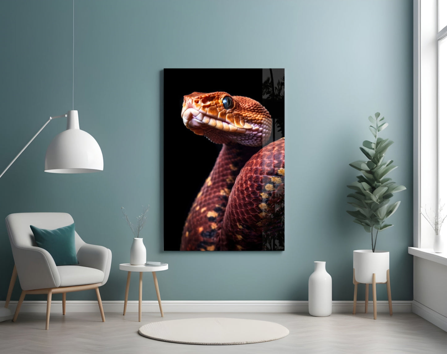 Red Stare Viper Glass Wall Art