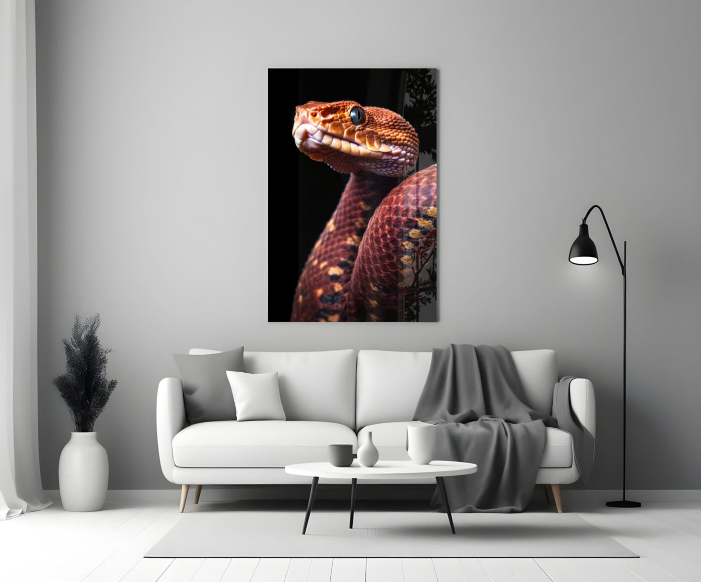 Red Stare Viper Glass Wall Art