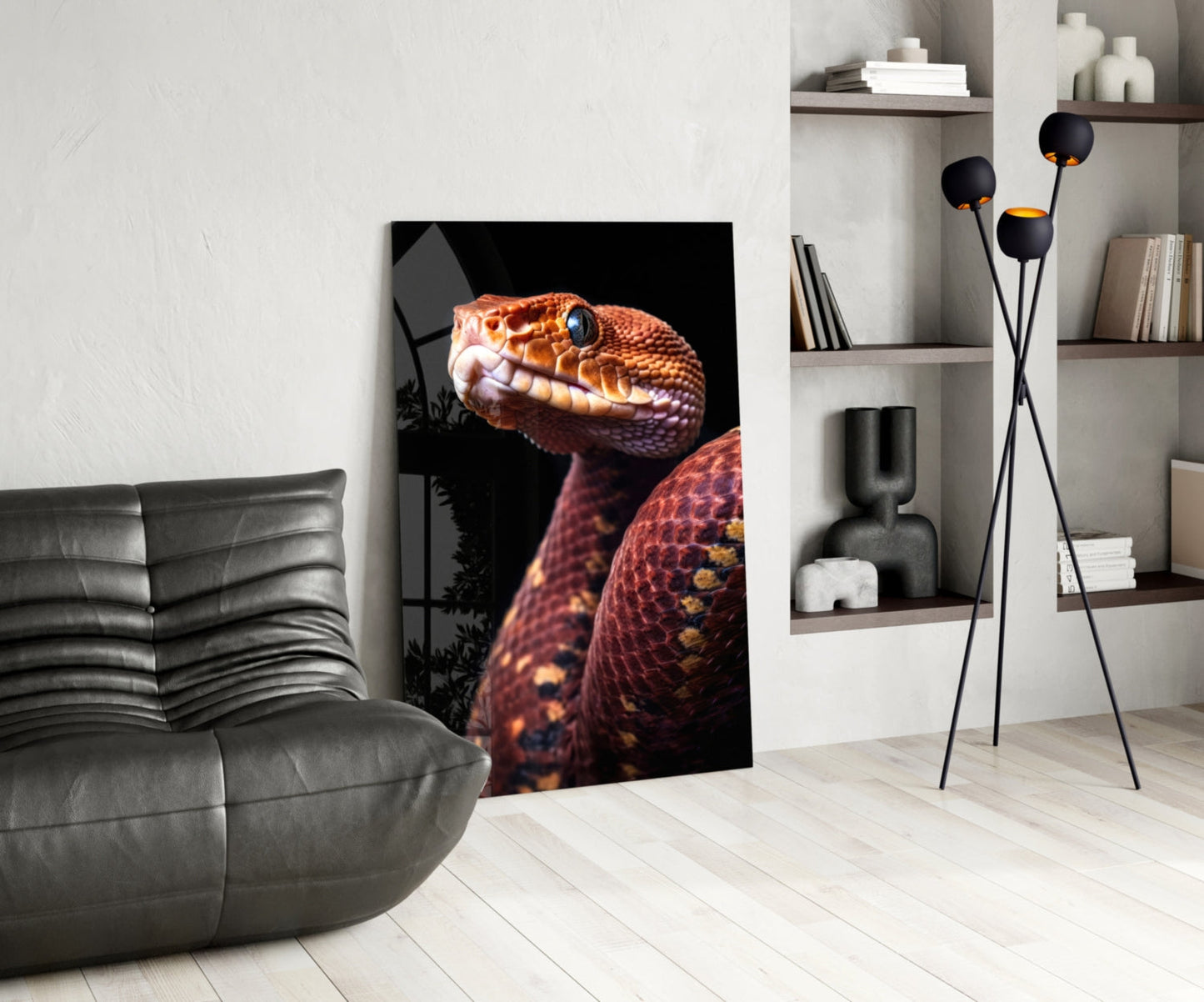 Red Stare Viper Glass Wall Art