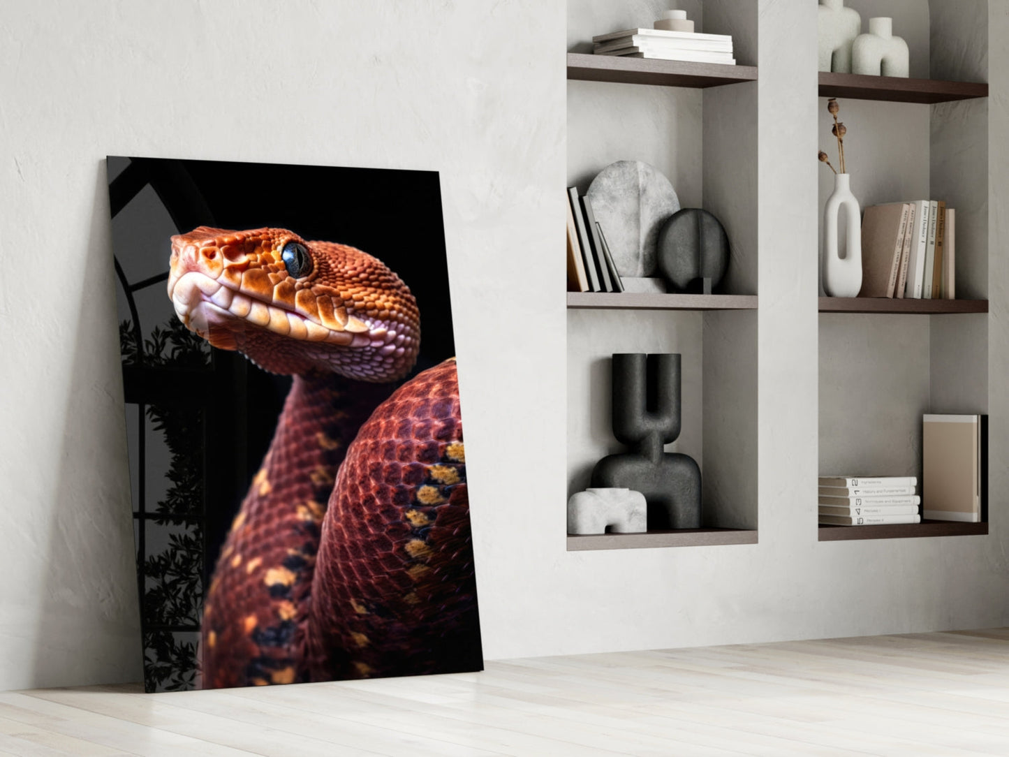 Red Stare Viper Glass Wall Art