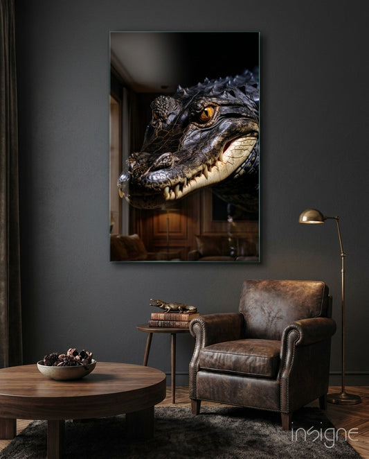 Alligator eyes of the swamp glass wall art