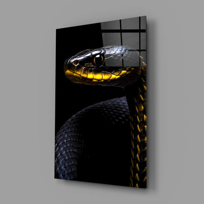 Black and Yellow Viper Glass Wall Art