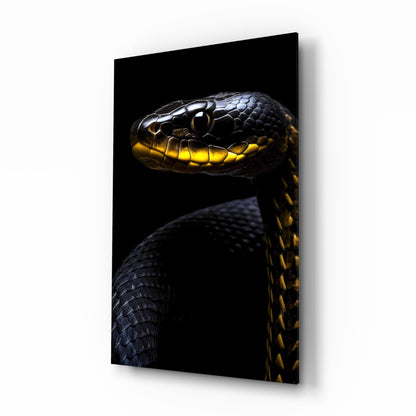 Black and Yellow Viper Glass Wall Art