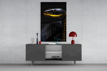 Black and Yellow Viper Glass Wall Art