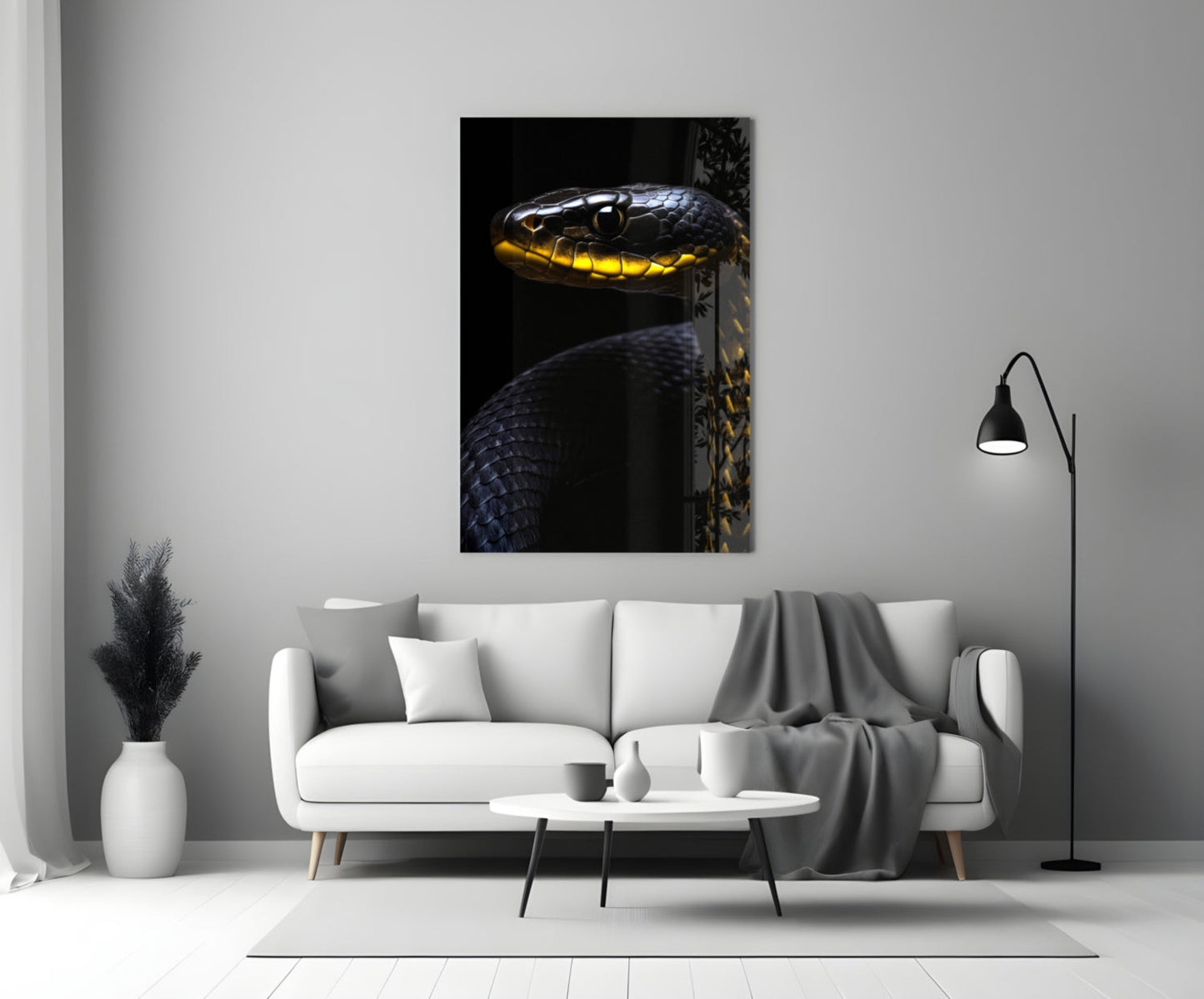 Black and Yellow Viper Glass Wall Art