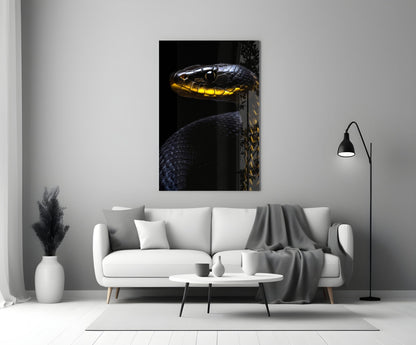 Black and Yellow Viper Glass Wall Art