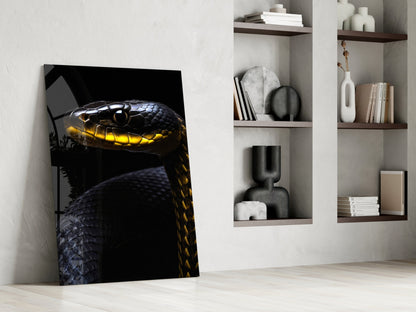 Black and Yellow Viper Glass Wall Art