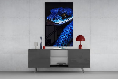 Blue Viper Glass Wall Art