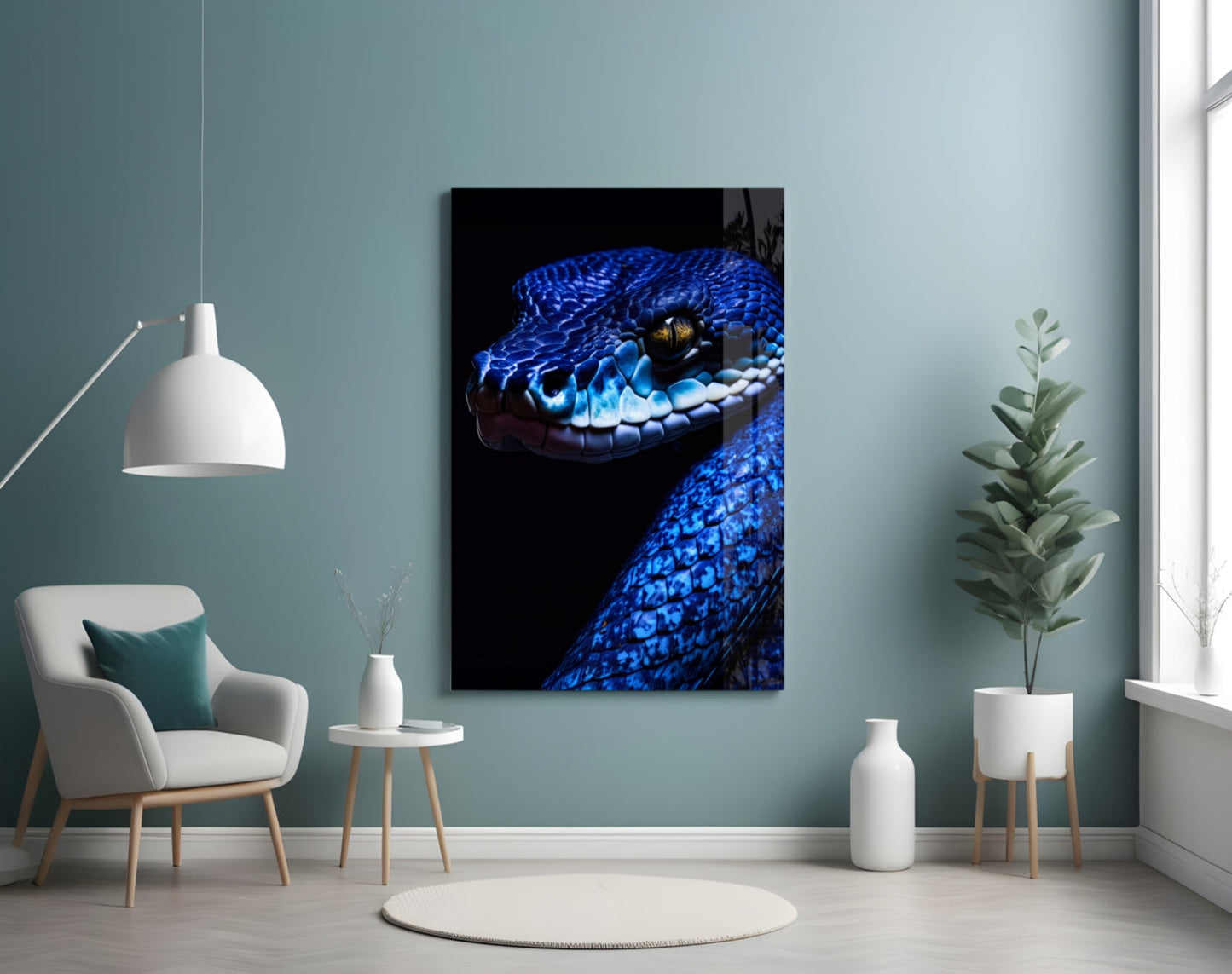 Blue Viper Glass Wall Art
