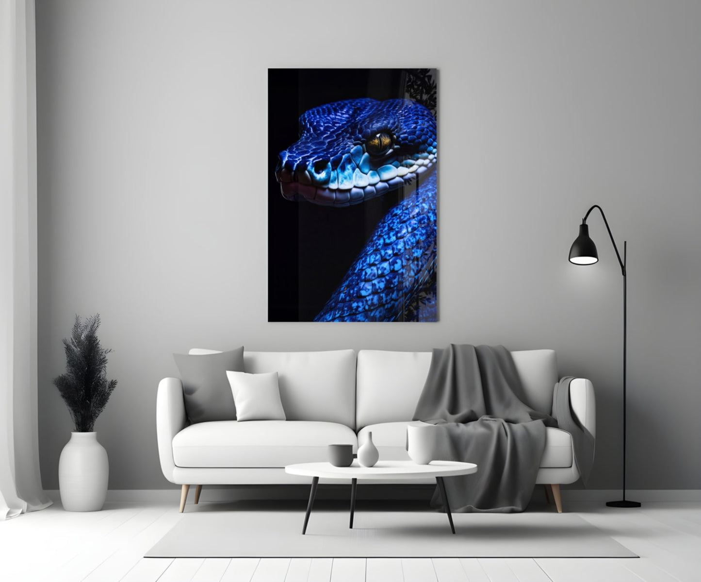Blue Viper Glass Wall Art